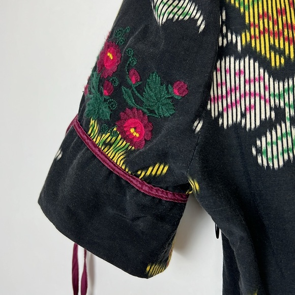 Anthropologie Floreat Black Floral Top Embroidered Sleeves Silk Blend Sz… - Picture 11 of 14